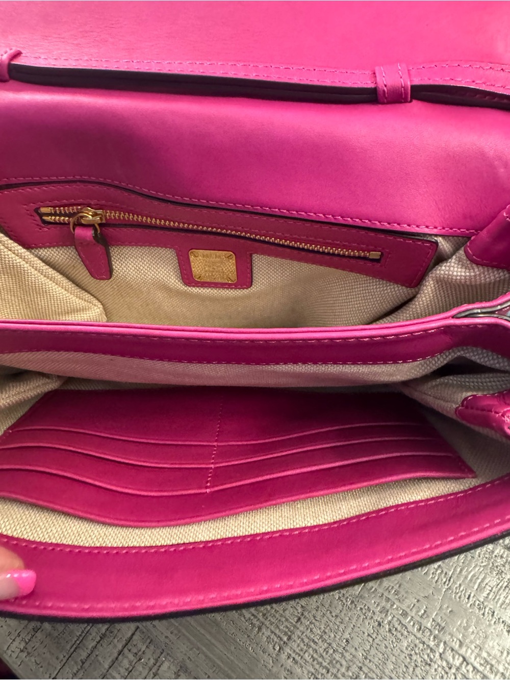 MCM Authentic Pink Leather Gold Tone Metal Accents Shoulder Strap & Crossbody - Picture 14 of 16